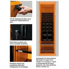 Armário para ferramentas 1 porta e gavetas plásticas laranja