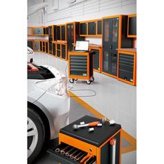 Armário para ferramentas 1 porta com visor + 29 gavetas plásticas laranja