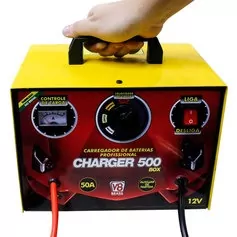 Carregador de bateria portátil com auxiliar de partida 12 volts - CHARGER 500 BOX