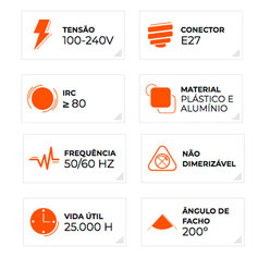 Kit 10 l�mpadas led bulbo 11 watts 1018 l�mens branca bivolt