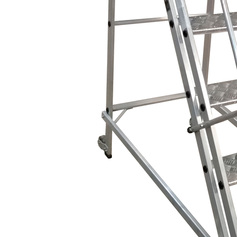 Escada plataforma de alumínio 1,5 m c/ 5 degraus + patamar