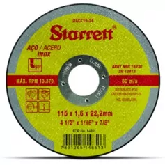 Disco de corte para inox 4.1/2 x 7/8 x 1,6 mm - DAC115-24