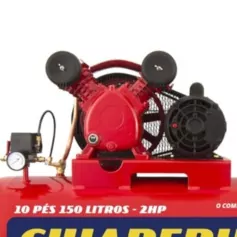 Compressor de ar 10 pés 150L 2 hp 140 lbs monofásico - 10/150 RED