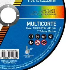 Disco de corte para multi materiais 115 x 1,0 x 22,33 mm - Multicorte