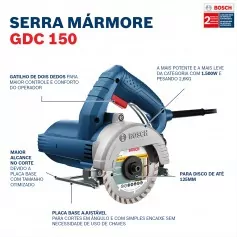Serra mármore 5" 1500 watts com 2 discos - TITAN GDC150