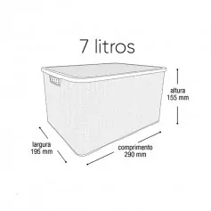 Caixa organizadora com tampa 7 litros - Rattan