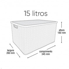 Caixa organizadora com tampa 15 litros - Rattan