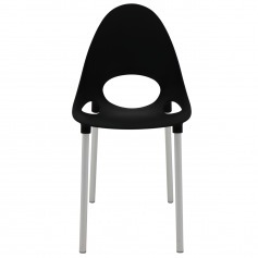 Cadeira em polipropileno com pernas de alumínio preta - Elisa Summa