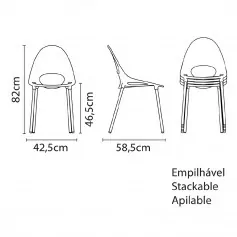 Cadeira em polipropileno com pernas de alumínio preta - Elisa Summa
