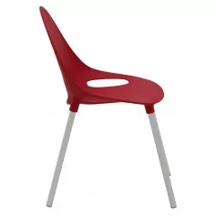Cadeira em polipropileno com pernas de alumínio vermelha - Elisa Summa