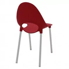 Cadeira em polipropileno com pernas de alumínio vermelha - Elisa Summa