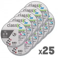 Kit 25 Discos de corte para aço carbono e inox 7" x 1,6 x 22,23 mm - Classic Basic