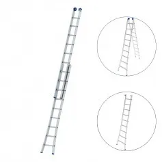 Escada de alumínio extensível 2 x 9 degraus 2,81 x 4,5 m 3 em 1