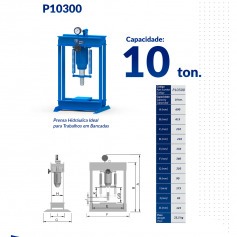 Prensa hidráulica de bancada capacidade 10 toneladas - P10300
