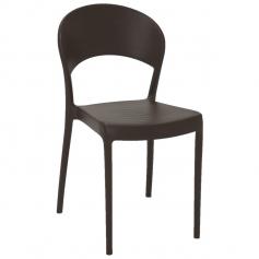 Cadeira com encosto fechado eco em polipropileno reciclado marrom - Sissi