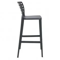 Cadeira alta bar em polipropileno e fibra de vidro grafite - Sofia