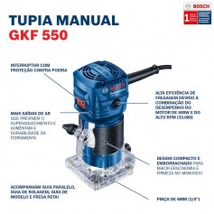 Tupia manual 550 watts com pinça de 6 mm e 1/4" - GKF 550