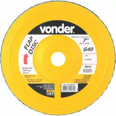 Disco de lixa flap disc reto 7" com costa de plástico